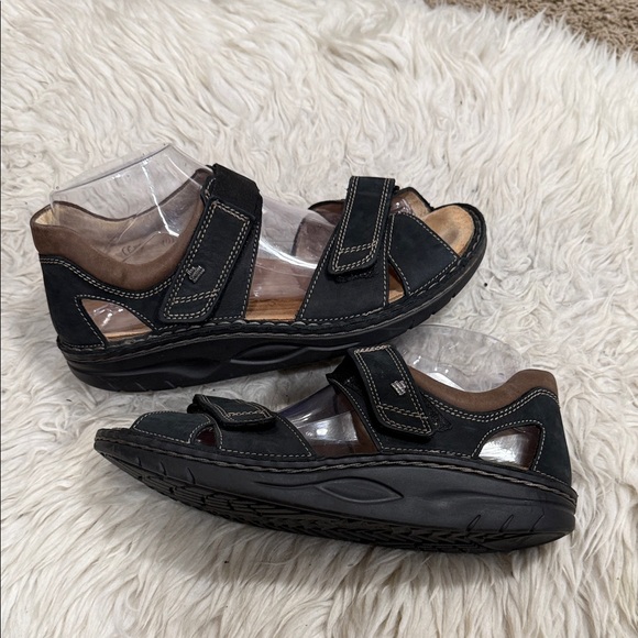 Finn Comfort Samara Unisex In Black/Havana Leather Size 39 EU 8-8.5 US Women’s